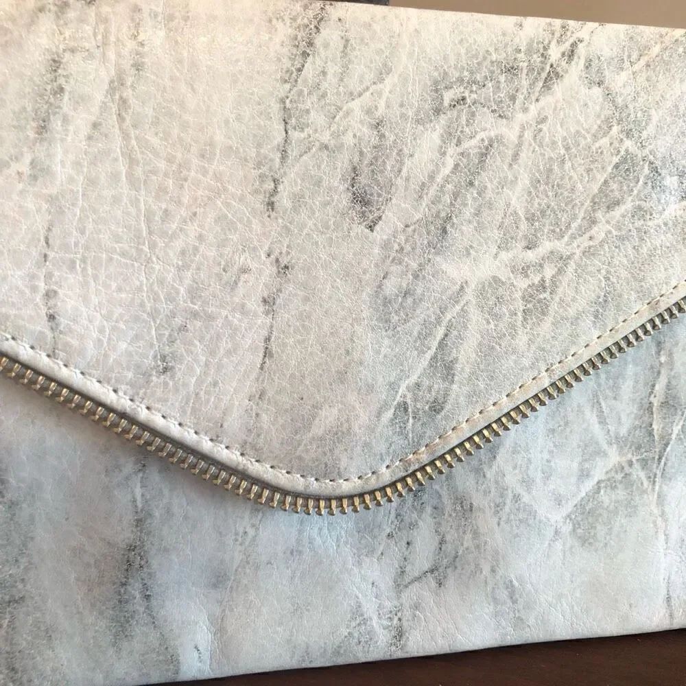 COASTAL ROAD -🎉HP🎉 Gray Marble Custom-Made Leather Zipper-Accent Envelope Clutch - Picture 9 of 15
